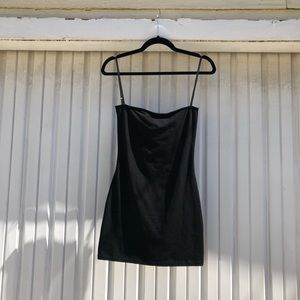 Are you am I black knit sleeveless mini dress